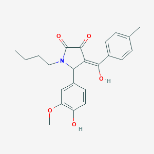 molecular formula C23H25NO5 B356310 1-butyl-3-hydroxy-5-(4-hydroxy-3-methoxyphenyl)-4-(4-methylbenzoyl)-1,5-dihydro-2H-pyrrol-2-one CAS No. 500279-48-1