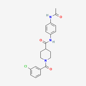 molecular formula C21H22ClN3O3 B3563137 N-[4-(acetylamino)phenyl]-1-(3-chlorobenzoyl)-4-piperidinecarboxamide 