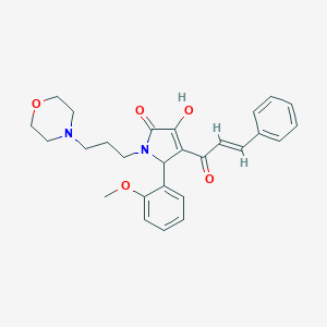 molecular formula C27H30N2O5 B356317 4-cinnamoyl-3-hydroxy-5-(2-methoxyphenyl)-1-[3-(4-morpholinyl)propyl]-1,5-dihydro-2H-pyrrol-2-one CAS No. 799785-26-5