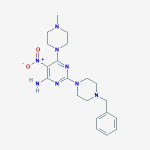2-(4-Benzyl-1-piperazinyl)-6-(4-methyl-1-piperazinyl)-5-nitro-4-pyrimidinylamine
