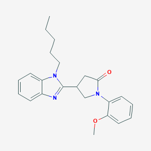 molecular formula C23H27N3O2 B356325 1-(2-methoxyphenyl)-4-(1-pentyl-1H-benzimidazol-2-yl)-2-pyrrolidinone CAS No. 845649-48-1