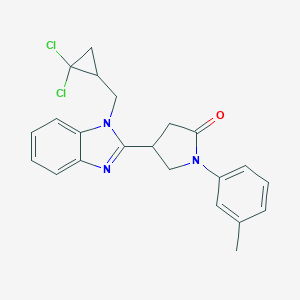 molecular formula C22H21Cl2N3O B356326 4-{1-[(2,2-dichlorocyclopropyl)methyl]-1H-benzimidazol-2-yl}-1-(3-methylphenyl)-2-pyrrolidinone CAS No. 874613-72-6