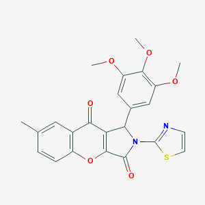 molecular formula C24H20N2O6S B356328 7-Methyl-2-(1,3-thiazol-2-yl)-1-(3,4,5-trimethoxyphenyl)-1,2-dihydrochromeno[2,3-c]pyrrole-3,9-dione CAS No. 844654-51-9