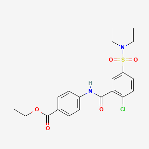 molecular formula C20H23ClN2O5S B3563291 ethyl 4-({2-chloro-5-[(diethylamino)sulfonyl]benzoyl}amino)benzoate 