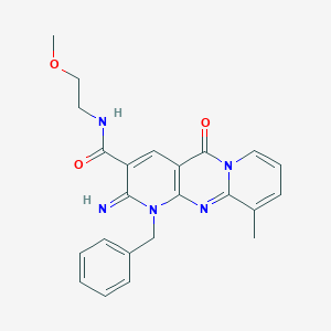 molecular formula C23H23N5O3 B356333 1-benzyl-2-imino-N-(2-methoxyethyl)-10-methyl-5-oxo-1,5-dihydro-2H-dipyrido[1,2-a:2,3-d]pyrimidine-3-carboxamide CAS No. 797797-69-4