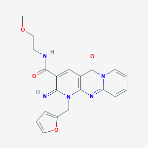 molecular formula C20H19N5O4 B356334 1-(2-furylmethyl)-2-imino-N-(2-methoxyethyl)-5-oxo-1,5-dihydro-2H-dipyrido[1,2-a:2,3-d]pyrimidine-3-carboxamide CAS No. 371209-54-0