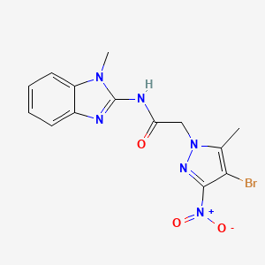 molecular formula C14H13BrN6O3 B3563373 2-(4-bromo-5-methyl-3-nitro-1H-pyrazol-1-yl)-N-(1-methyl-1H-benzimidazol-2-yl)acetamide 