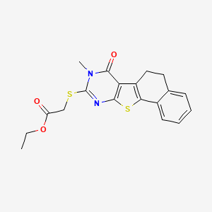 ethyl [(8-methyl-7-oxo-5,6,7,8-tetrahydronaphtho[2',1':4,5]thieno[2,3-d]pyrimidin-9-yl)thio]acetate