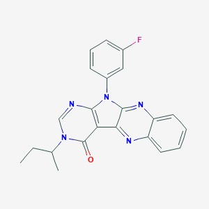 molecular formula C22H18FN5O B356340 3-sec-butyl-11-(3-fluorophenyl)-3,11-dihydro-4H-pyrimido[5',4':4,5]pyrrolo[2,3-b]quinoxalin-4-one CAS No. 848214-42-6