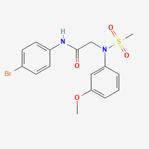 molecular formula C16H17BrN2O4S B3563408 N-(4-bromophenyl)-2-(3-methoxy-N-methylsulfonylanilino)acetamide 