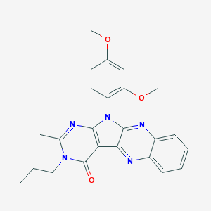 molecular formula C24H23N5O3 B356343 11-(2,4-dimethoxyphenyl)-2-methyl-3-propyl-3,11-dihydro-4H-pyrimido[5',4':4,5]pyrrolo[2,3-b]quinoxalin-4-one CAS No. 847034-42-8