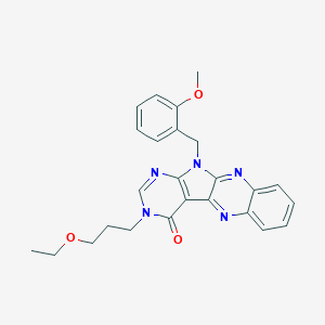 molecular formula C25H25N5O3 B356344 3-(3-ethoxypropyl)-11-(2-methoxybenzyl)-3,11-dihydro-4H-pyrimido[5',4':4,5]pyrrolo[2,3-b]quinoxalin-4-one CAS No. 846593-97-3