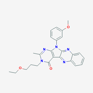 molecular formula C25H25N5O3 B356346 3-(3-ethoxypropyl)-11-(3-methoxyphenyl)-2-methyl-3,11-dihydro-4H-pyrimido[5',4':4,5]pyrrolo[2,3-b]quinoxalin-4-one CAS No. 847177-24-6