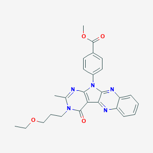 molecular formula C26H25N5O4 B356347 methyl 4-[3-(3-ethoxypropyl)-2-methyl-4-oxo-3,4-dihydro-11H-pyrimido[5',4':4,5]pyrrolo[2,3-b]quinoxalin-11-yl]benzoate CAS No. 848730-86-9