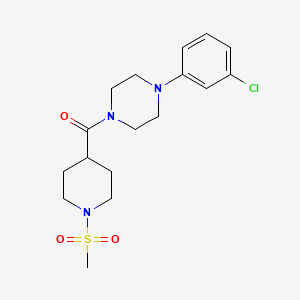 molecular formula C17H24ClN3O3S B3563473 1-(3-chlorophenyl)-4-{[1-(methylsulfonyl)-4-piperidinyl]carbonyl}piperazine 