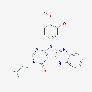 molecular formula C25H25N5O3 B356349 11-(3,4-dimethoxyphenyl)-3-isopentyl-3,11-dihydro-4H-pyrimido[5',4':4,5]pyrrolo[2,3-b]quinoxalin-4-one CAS No. 844456-23-1