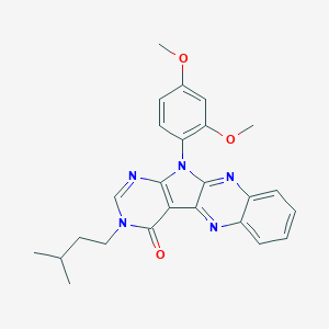molecular formula C25H25N5O3 B356350 11-(2,4-dimethoxyphenyl)-3-isopentyl-3,11-dihydro-4H-pyrimido[5',4':4,5]pyrrolo[2,3-b]quinoxalin-4-one CAS No. 847269-68-5