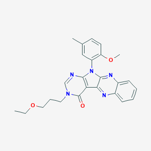 molecular formula C25H25N5O3 B356351 3-(3-ethoxypropyl)-11-(2-methoxy-5-methylphenyl)-3,11-dihydro-4H-pyrimido[5',4':4,5]pyrrolo[2,3-b]quinoxalin-4-one CAS No. 843633-98-7