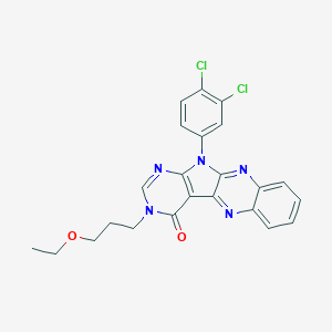 molecular formula C23H19Cl2N5O2 B356352 11-(3,4-dichlorophenyl)-3-(3-ethoxypropyl)-3,11-dihydro-4H-pyrimido[5',4':4,5]pyrrolo[2,3-b]quinoxalin-4-one CAS No. 848207-70-5