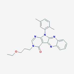 molecular formula C25H25N5O2 B356354 11-(2,5-dimethylphenyl)-3-(3-ethoxypropyl)-3,11-dihydro-4H-pyrimido[5',4':4,5]pyrrolo[2,3-b]quinoxalin-4-one CAS No. 842972-76-3