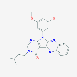 molecular formula C25H25N5O3 B356356 11-(3,5-dimethoxyphenyl)-3-isopentyl-3,11-dihydro-4H-pyrimido[5',4':4,5]pyrrolo[2,3-b]quinoxalin-4-one CAS No. 844454-64-4
