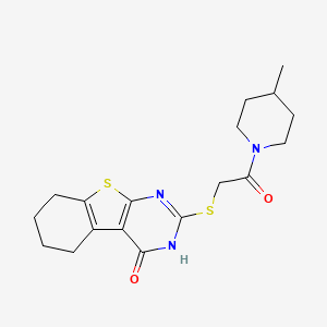 molecular formula C18H23N3O2S2 B3563581 2-{[2-(4-methylpiperidin-1-yl)-2-oxoethyl]thio}-5,6,7,8-tetrahydro[1]benzothieno[2,3-d]pyrimidin-4(3H)-one 