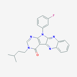 molecular formula C23H20FN5O B356359 11-(3-fluorophenyl)-3-isopentyl-3,11-dihydro-4H-pyrimido[5',4':4,5]pyrrolo[2,3-b]quinoxalin-4-one CAS No. 847036-12-8