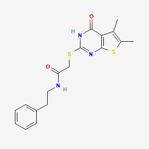 molecular formula C18H19N3O2S2 B3563598 2-[(4-hydroxy-5,6-dimethylthieno[2,3-d]pyrimidin-2-yl)thio]-N-(2-phenylethyl)acetamide 