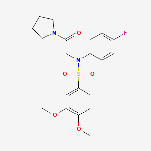 molecular formula C20H23FN2O5S B3563601 N-(4-Fluoro-phenyl)-3,4-dimethoxy-N-(2-oxo-2-pyrrolidin-1-yl-ethyl)-benzenesulfonamide 