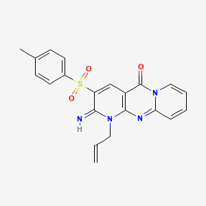 6-imino-5-(4-methylphenyl)sulfonyl-7-prop-2-enyl-1,7,9-triazatricyclo[8.4.0.03,8]tetradeca-3(8),4,9,11,13-pentaen-2-one