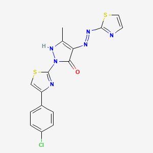 molecular formula C16H11ClN6OS2 B3563756 1-[4-(4-chlorophenyl)-1,3-thiazol-2-yl]-3-methyl-1H-pyrazole-4,5-dione 4-(1,3-thiazol-2-ylhydrazone) 