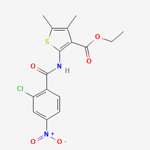 molecular formula C16H15ClN2O5S B3563779 ETHYL 2-(2-CHLORO-4-NITROBENZAMIDO)-4,5-DIMETHYLTHIOPHENE-3-CARBOXYLATE 