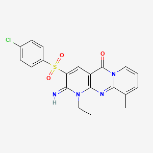 molecular formula C20H17ClN4O3S B3563812 3-[(4-chlorophenyl)sulfonyl]-1-ethyl-2-imino-10-methyl-1,2-dihydro-5H-dipyrido[1,2-a:2',3'-d]pyrimidin-5-one 