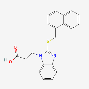 molecular formula C21H18N2O2S B3563830 3-{2-[(1-naphthylmethyl)thio]-1H-benzimidazol-1-yl}propanoic acid 