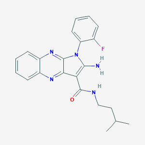 molecular formula C22H22FN5O B356386 2-amino-1-(2-fluorophenyl)-N-isopentyl-1H-pyrrolo[2,3-b]quinoxaline-3-carboxamide CAS No. 587013-99-8