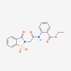 molecular formula C18H16N2O6S B3563911 ethyl 2-{[(1,1-dioxido-3-oxo-1,2-benzisothiazol-2(3H)-yl)acetyl]amino}benzoate 