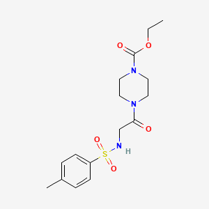 molecular formula C16H23N3O5S B3563914 ethyl 4-{N-[(4-methylphenyl)sulfonyl]glycyl}-1-piperazinecarboxylate 