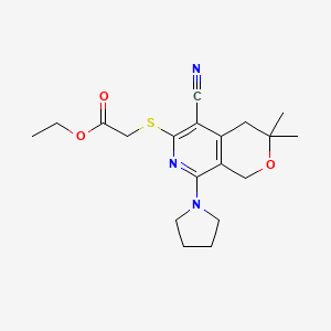 ethyl {[5-cyano-3,3-dimethyl-8-(1-pyrrolidinyl)-3,4-dihydro-1H-pyrano[3,4-c]pyridin-6-yl]thio}acetate