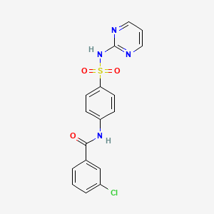 molecular formula C17H13ClN4O3S B3563980 3-chloro-N-{4-[(2-pyrimidinylamino)sulfonyl]phenyl}benzamide 