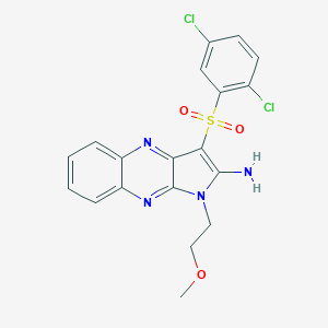 molecular formula C19H16Cl2N4O3S B356402 3-[(2,5-dichlorophenyl)sulfonyl]-1-(2-methoxyethyl)-1H-pyrrolo[2,3-b]quinoxalin-2-ylamine CAS No. 847185-67-5