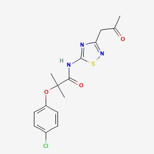 2-(4-chlorophenoxy)-2-methyl-N-[3-(2-oxopropyl)-1,2,4-thiadiazol-5-yl]propanamide