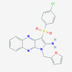 molecular formula C21H15ClN4O3S B356406 3-((4-chlorophenyl)sulfonyl)-1-(furan-2-ylmethyl)-1H-pyrrolo[2,3-b]quinoxalin-2-amine CAS No. 847162-05-4