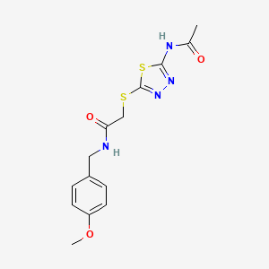 molecular formula C14H16N4O3S2 B3564096 2-{[5-(acetylamino)-1,3,4-thiadiazol-2-yl]thio}-N-(4-methoxybenzyl)acetamide 