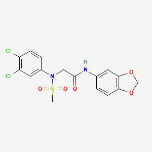 molecular formula C16H14Cl2N2O5S B3564104 N~1~-1,3-benzodioxol-5-yl-N~2~-(3,4-dichlorophenyl)-N~2~-(methylsulfonyl)glycinamide 