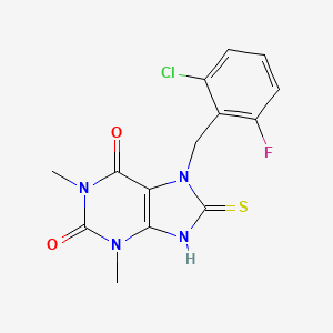 7-(2-chloro-6-fluorobenzyl)-8-mercapto-1,3-dimethyl-3,7-dihydro-1H-purine-2,6-dione