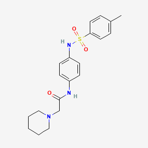 molecular formula C20H25N3O3S B3564124 N-(4-{[(4-methylphenyl)sulfonyl]amino}phenyl)-2-(1-piperidinyl)acetamide 