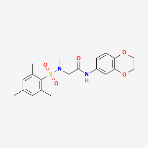 molecular formula C20H24N2O5S B3564244 N~1~-(2,3-dihydro-1,4-benzodioxin-6-yl)-N~2~-(mesitylsulfonyl)-N~2~-methylglycinamide 