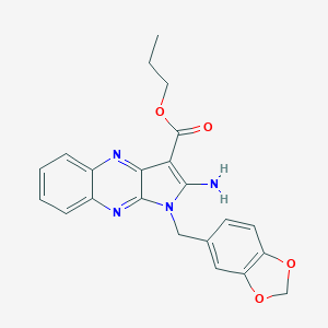 molecular formula C22H20N4O4 B356426 propyl 2-amino-1-(1,3-benzodioxol-5-ylmethyl)-1H-pyrrolo[2,3-b]quinoxaline-3-carboxylate CAS No. 845668-48-6