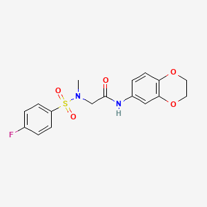 N~1~-(2,3-dihydro-1,4-benzodioxin-6-yl)-N~2~-[(4-fluorophenyl)sulfonyl]-N~2~-methylglycinamide