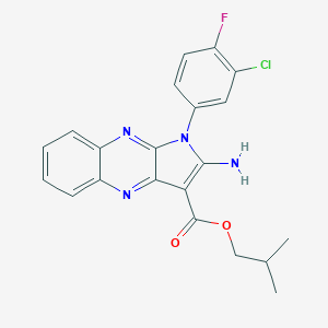 molecular formula C21H18ClFN4O2 B356432 2-Methylpropyl 2-amino-1-(3-chloro-4-fluorophenyl)pyrrolo[3,2-b]quinoxaline-3-carboxylate CAS No. 836646-24-3